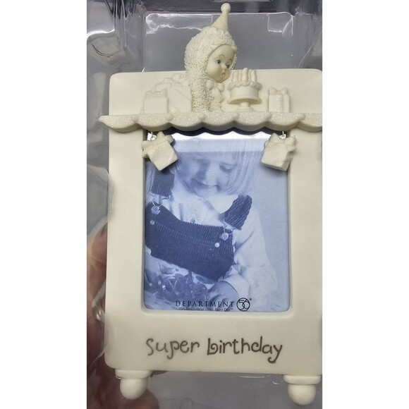 Vintage Department 56 Porcelain Snowbabies 4x6 Picture Frame Super Birthday 7" - Picture 2 of 10
